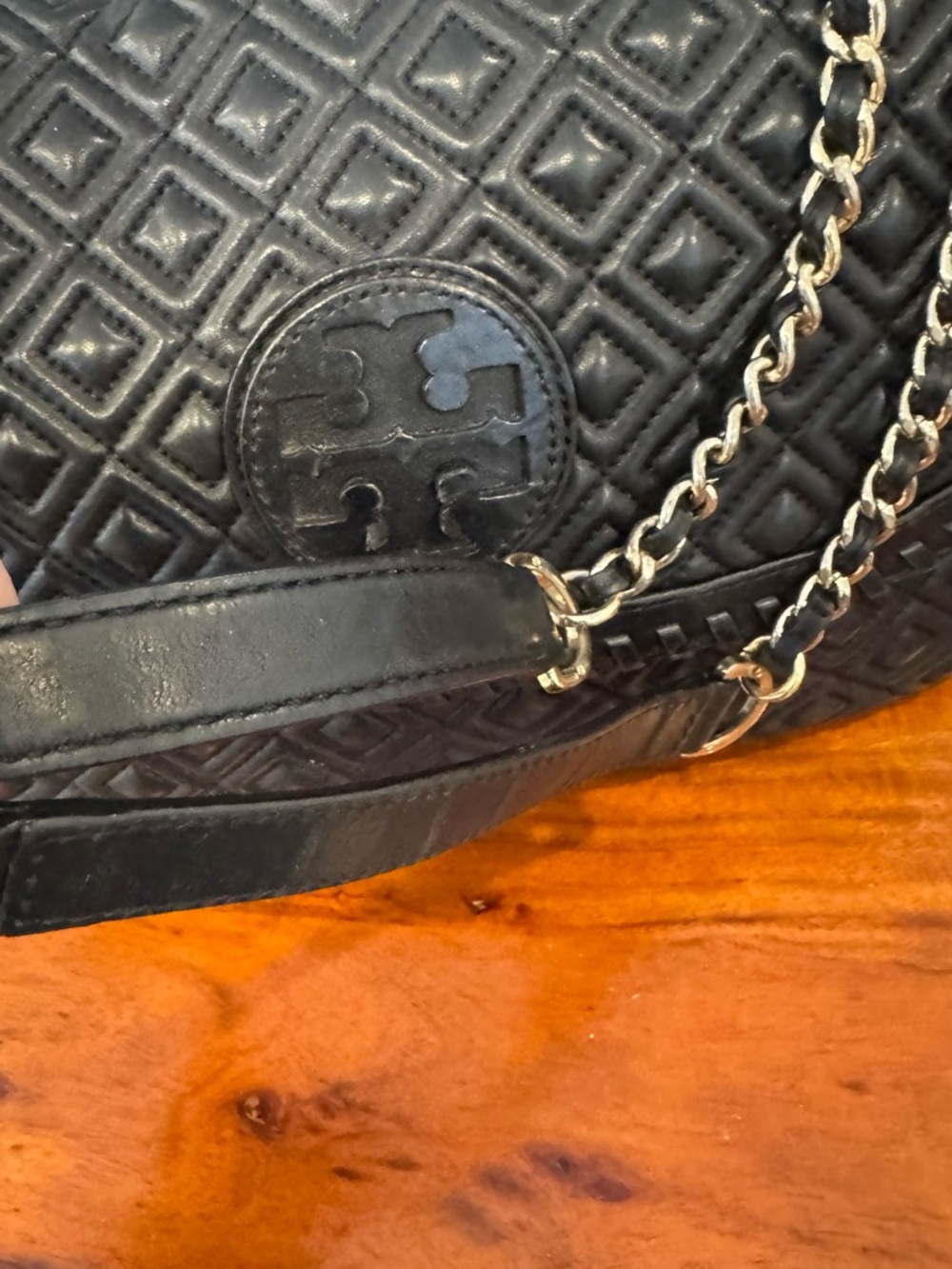 Tory Burch Black Quilted Leather Chain-Shoulder Satchel